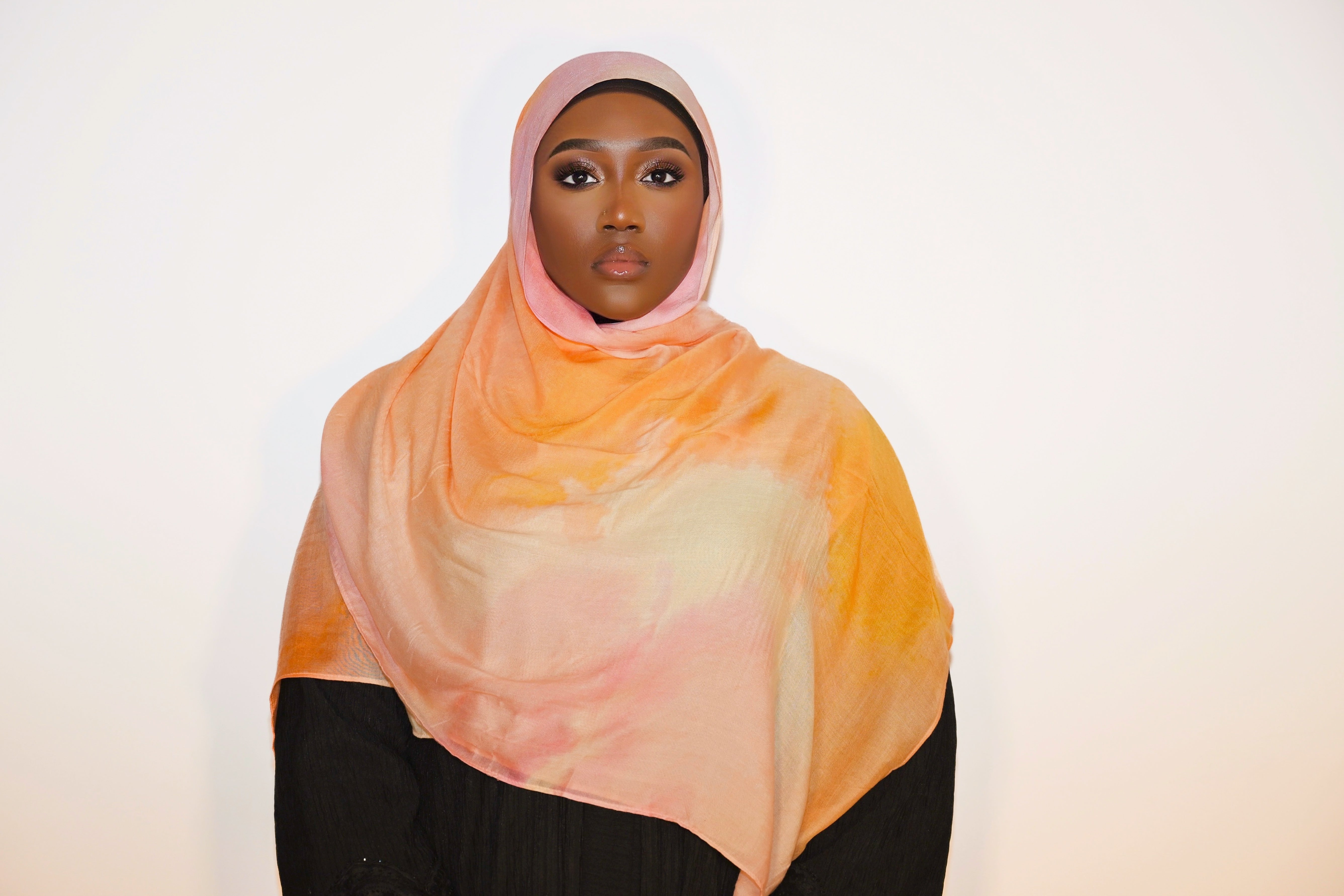 Printed Modal Hijab - Peach Sorbet