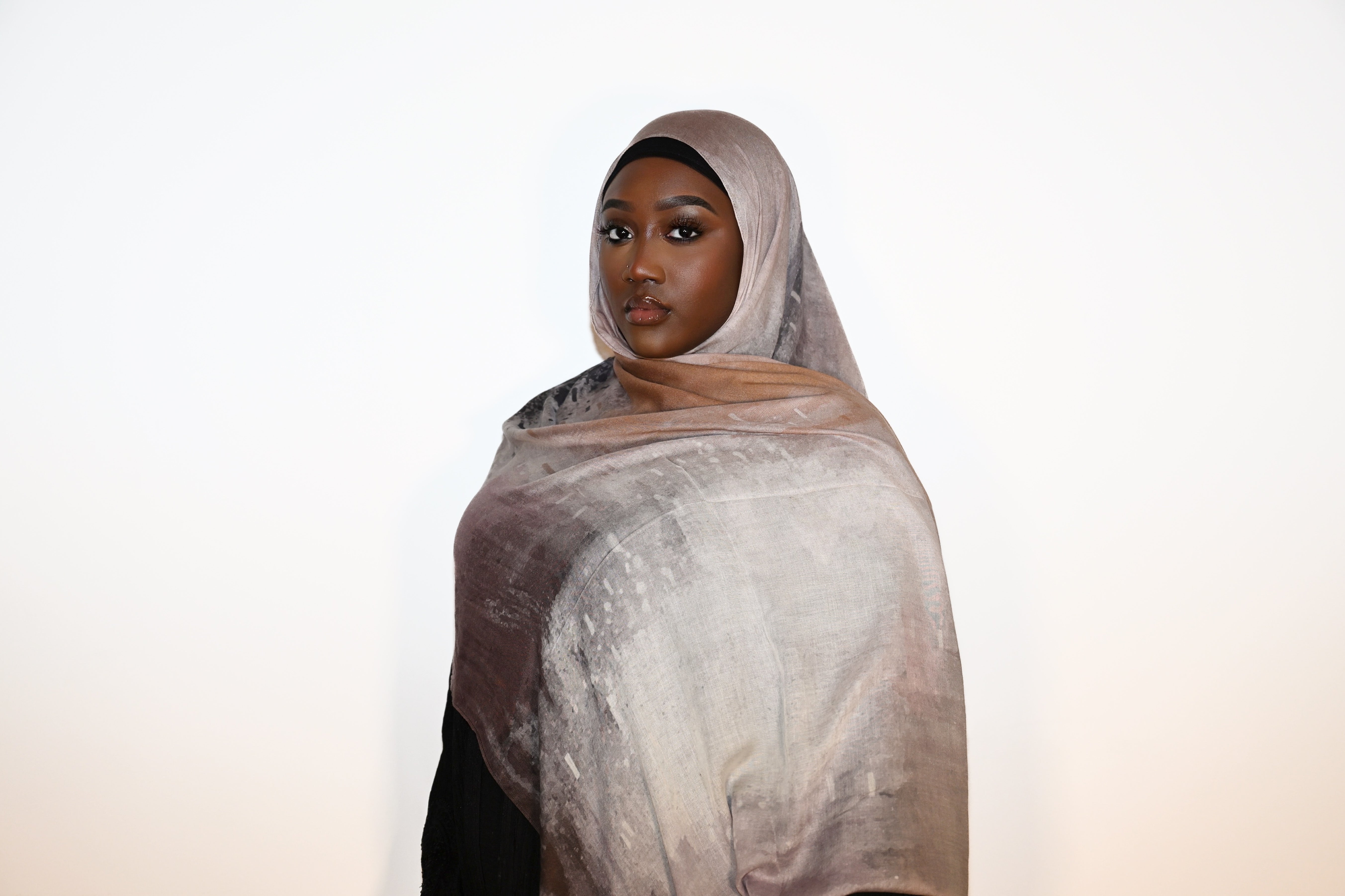 Printed Modal Hijab - Mocha
