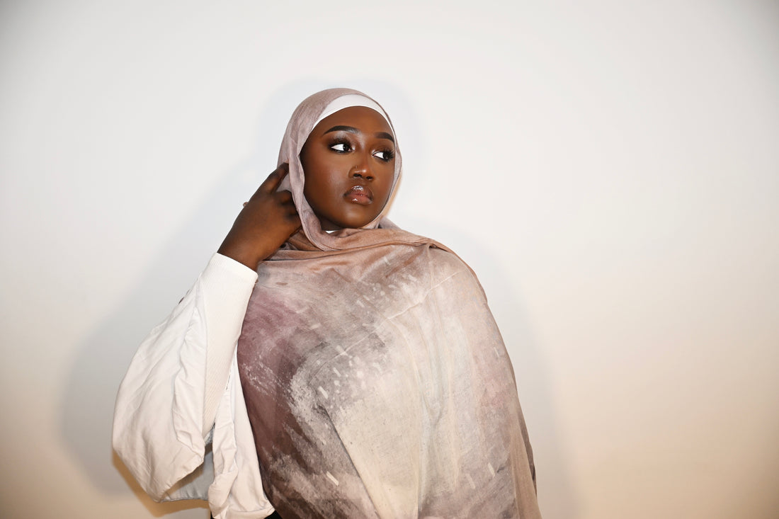 Printed Modal Hijab - Mocha