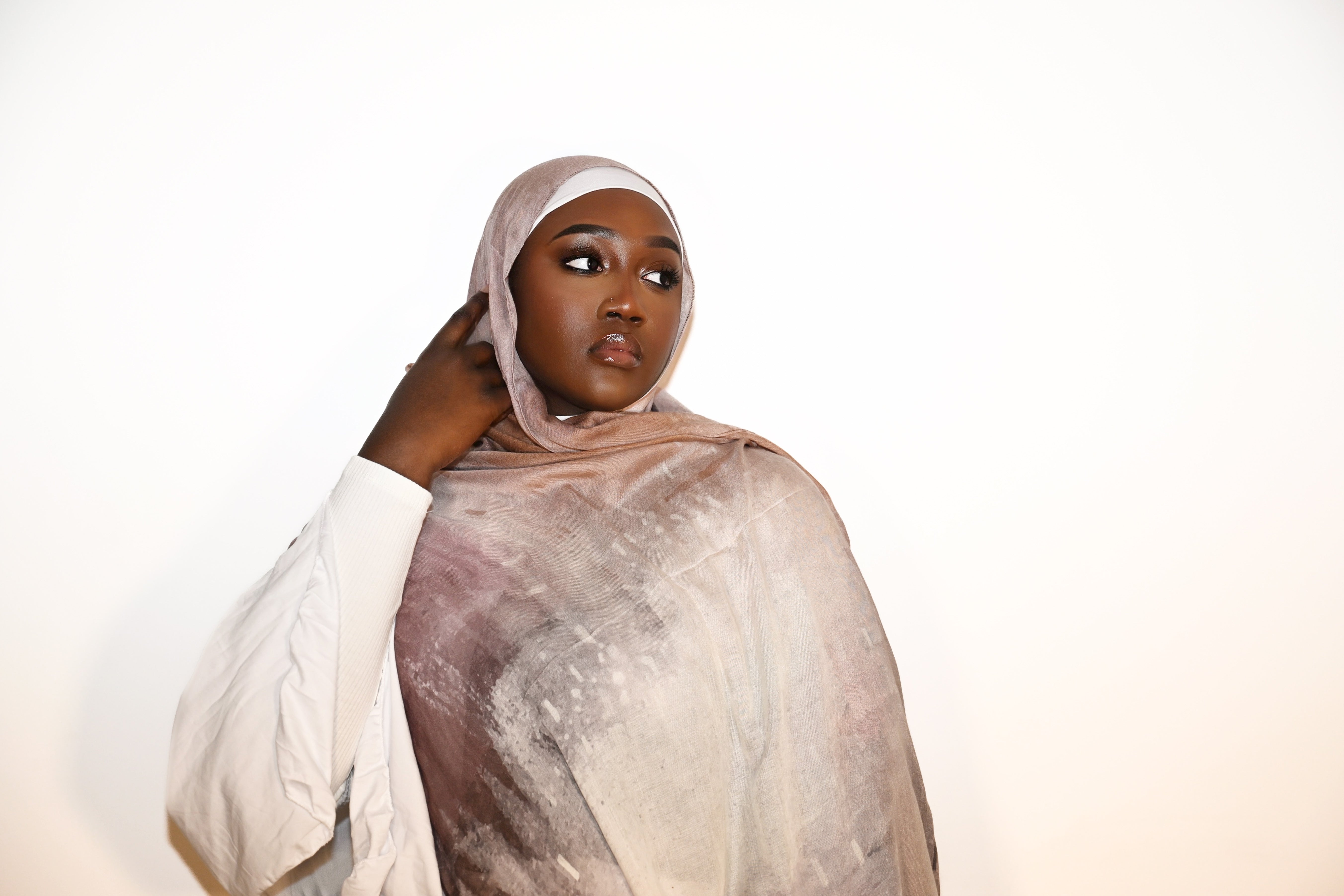 Printed Modal Hijab - Mocha