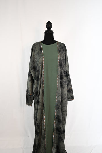 Abaya Set - Floral Green