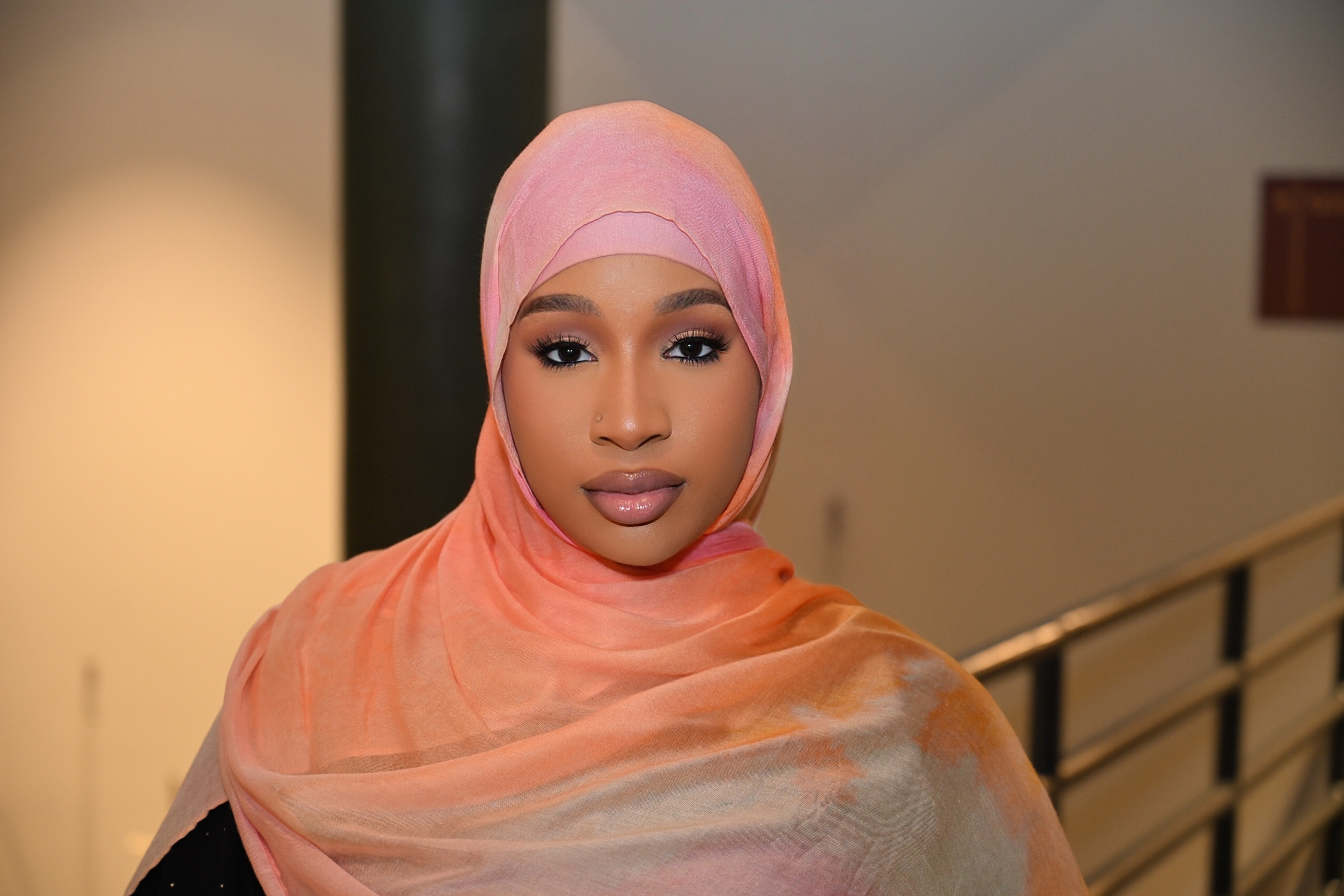 Printed Modal Hijab - Peach Sorbet